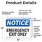Signmission Exit Sign, Vinyl Decal, 14 in W, 10 in H, Emergency Exit Only OS-2PACK-NS-D-1014-L-11825 - alternate 2